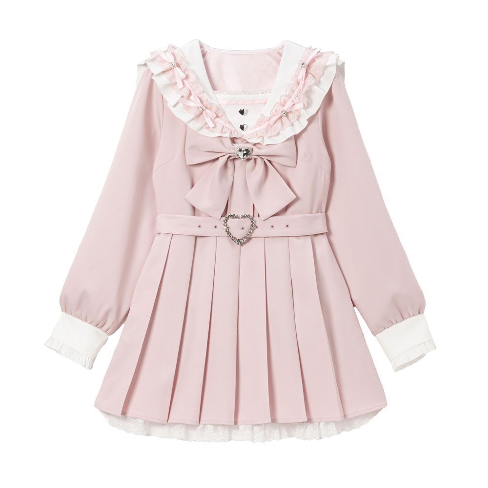 夢展望公式 [新品未使用] セーラービジューレースフリルワンピ [ミニ  