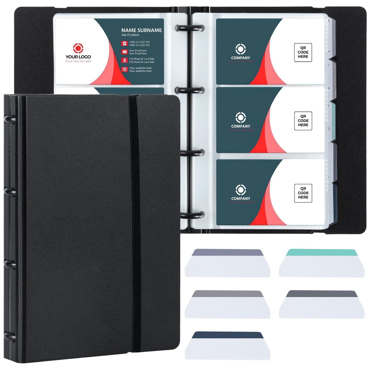 ビジネス名刺整理 大容量 ファイル 名刺入れ ブラック 180枚収容 名刺ホルダー deli