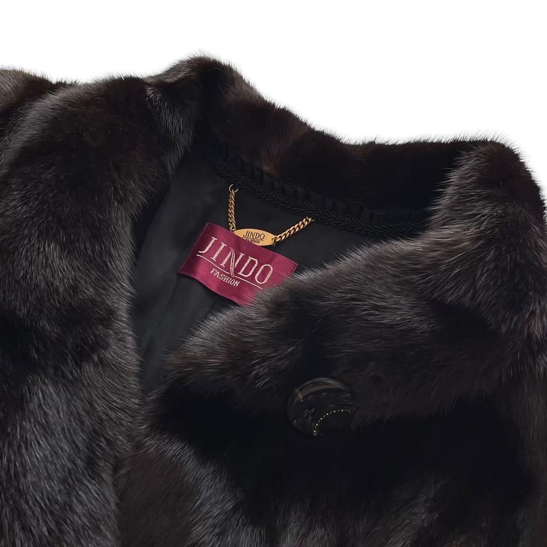 レディース JINDO FASHION ジンド コート 毛皮 ミンク ブラック ブラウン