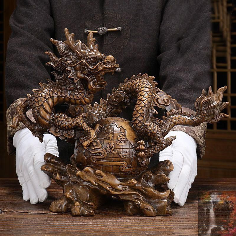 龍 置物 かっこいい 中国 龍 頭像 龍神 開運置物 オブジェ 置物 竜