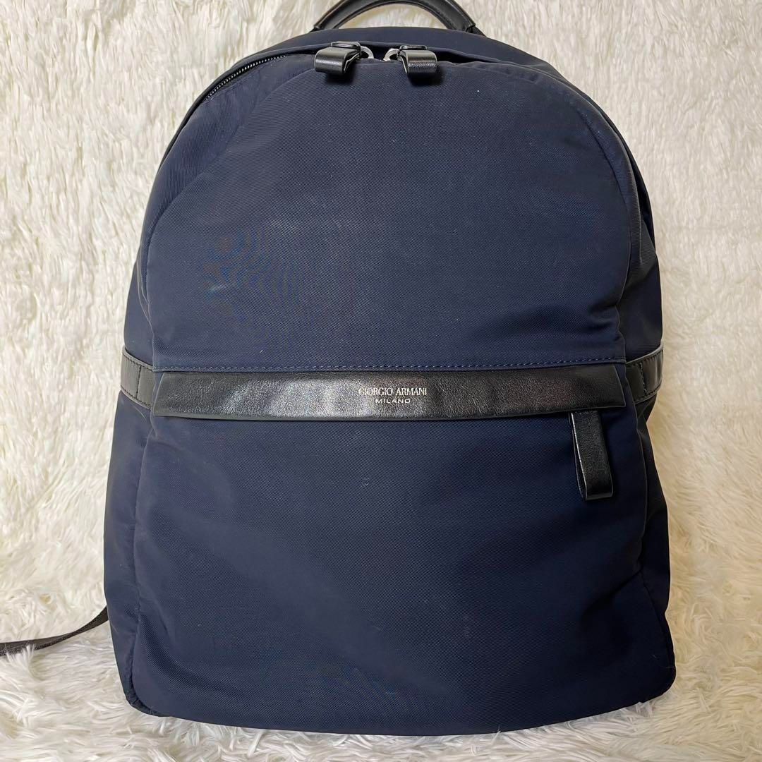 リュック ARMANI GIORGIO バックパック 背面ロゴ レザー ナイロン 