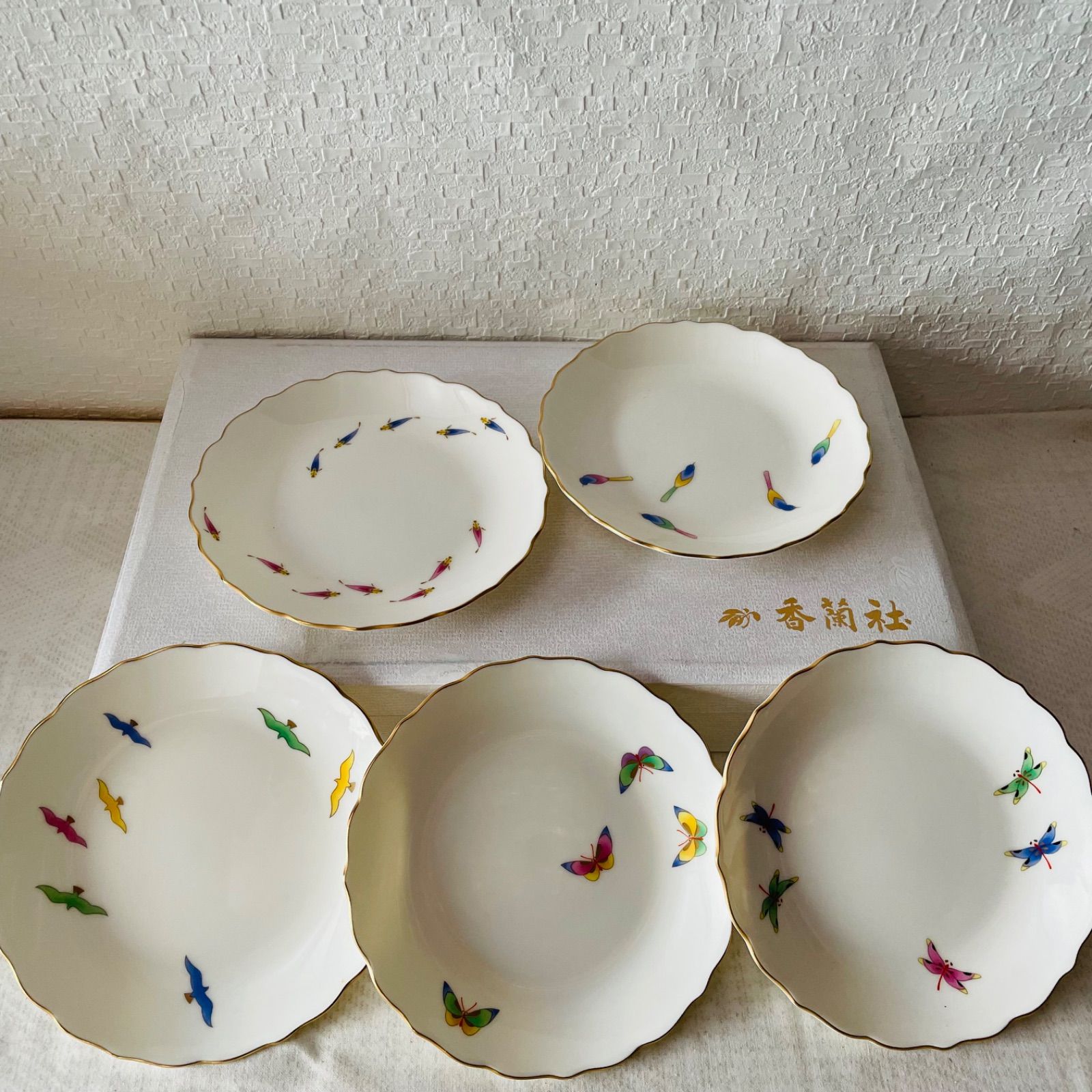 香蘭社❤︎銘々皿5枚 香蘭社「鹿の図銘々皿」5枚 香蘭社「鹿