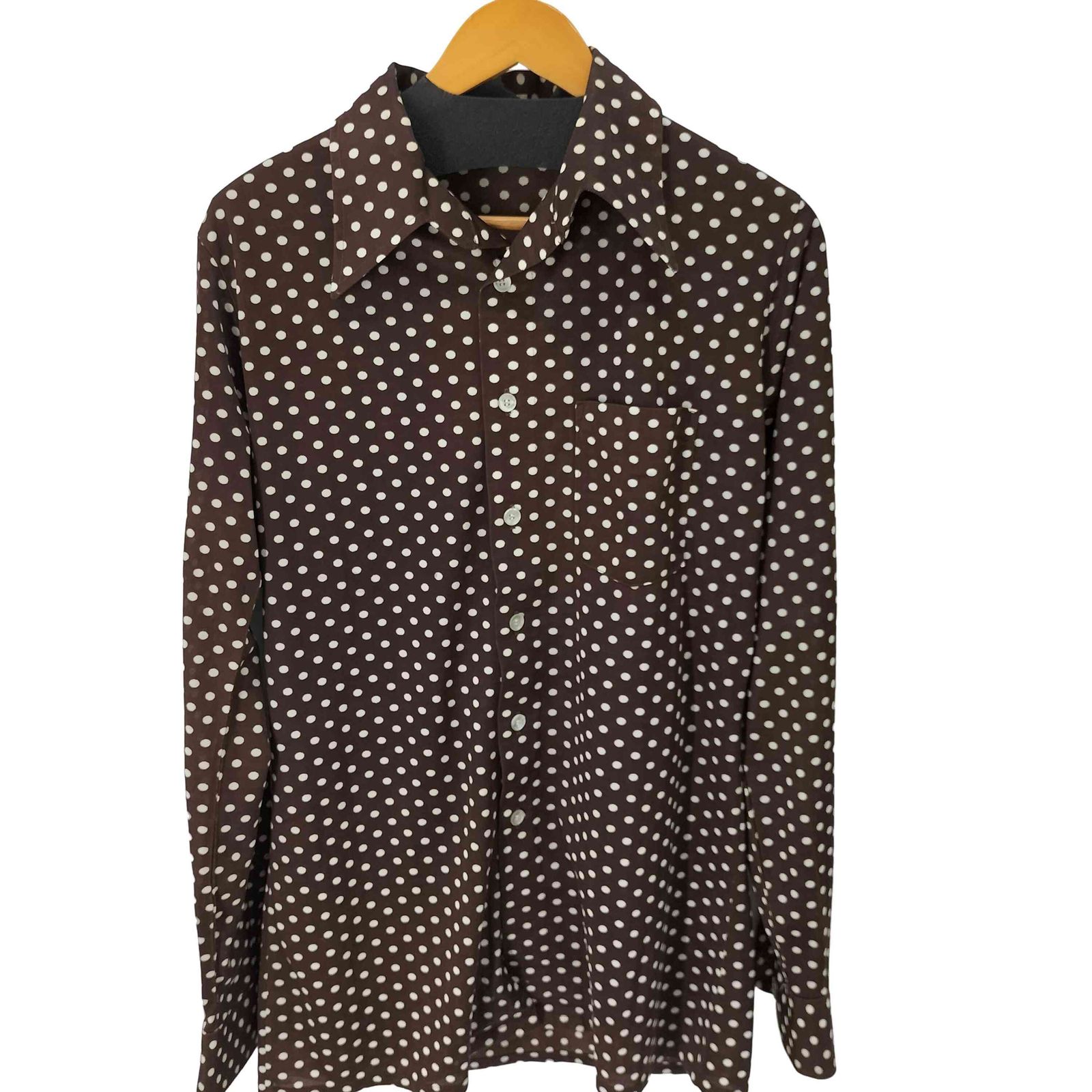 ユーズドフルギ USED古着 {{CAREER CLUB}}70S USA製 ドットシャツ 水玉 開襟シャツ メンズ import：L 