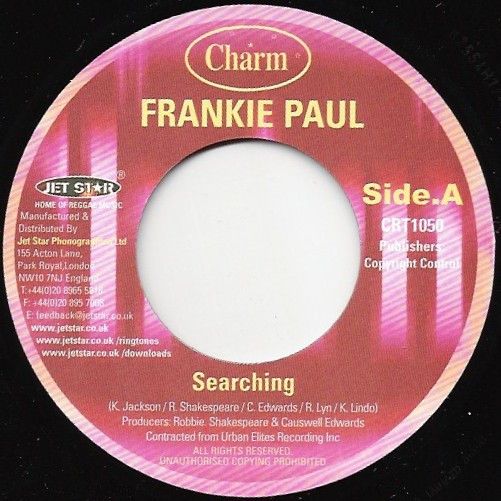 希少レコード！！　FRANKIE PAUL / CAROLINE 英7” Frankie Paul Searching CRT1050 Charm /00080 - メルカリ