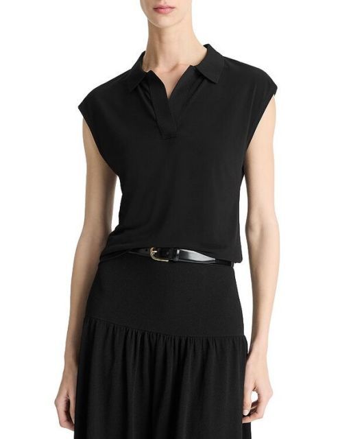送料無料 ヴィンス レディース ポロシャツ トップス Polo Shirt Black