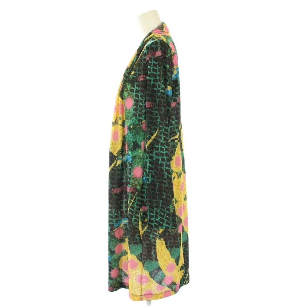 ヒロココシノ HIROKO KOSHINO アートモチーフ立体タックチュニック ワンピース ひざ丈 長袖 クルーネック ストレッチ 総柄 38 マルチカラー RHPEA-24590 |BB