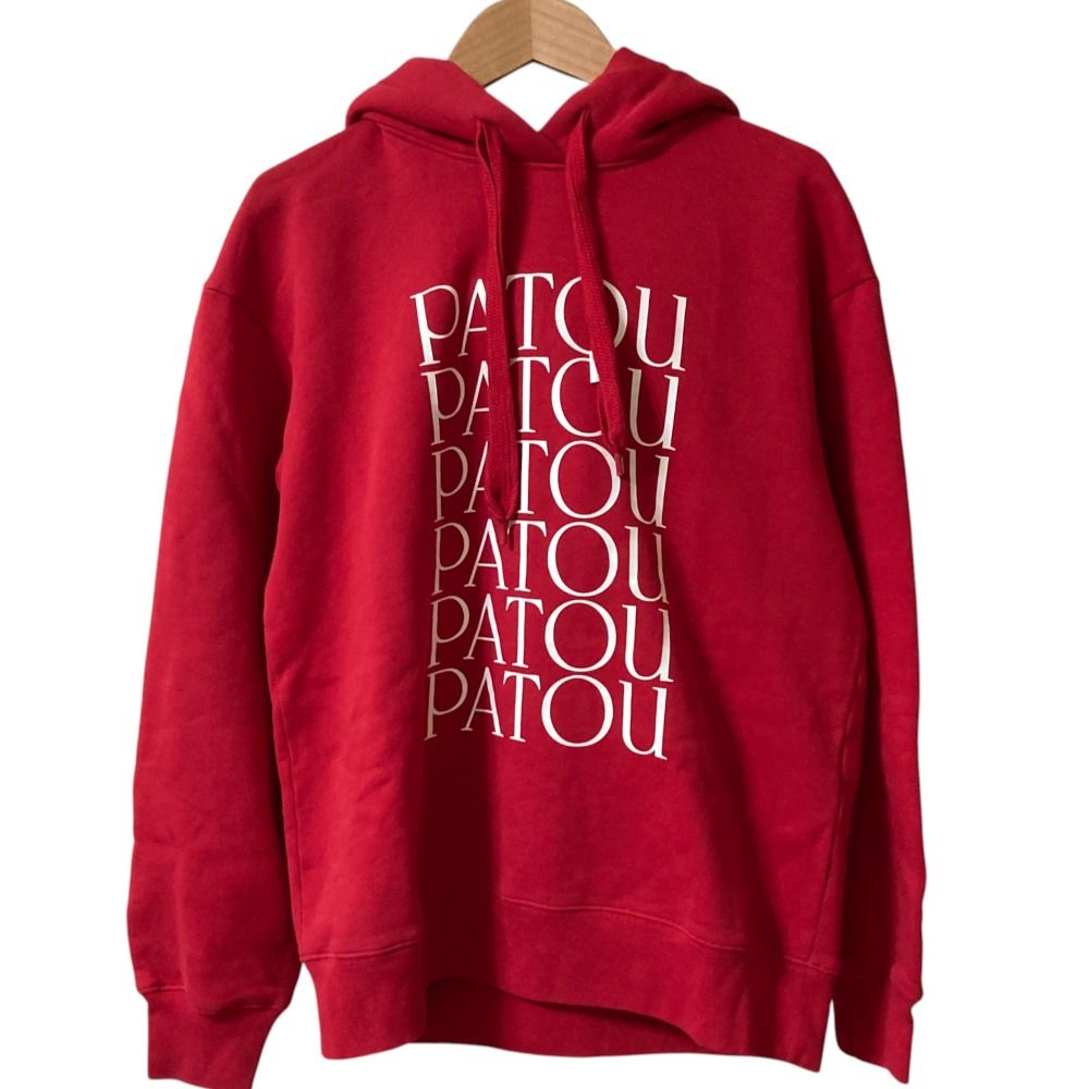 PATOU パトゥ ロゴプリント スウェット フーディ プルオーバー パーカー サイズS レッド レディース 古着