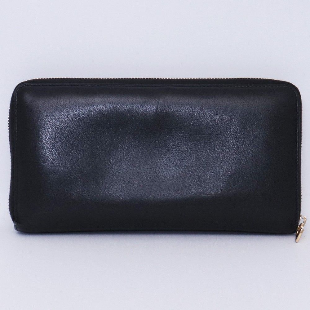 YSL　Yves Saint Laurent　ブラック　レザー　長財布　ジップ YVES SAINT LAURENT ラウンドファスナー長財布 レザー ブラック YVES