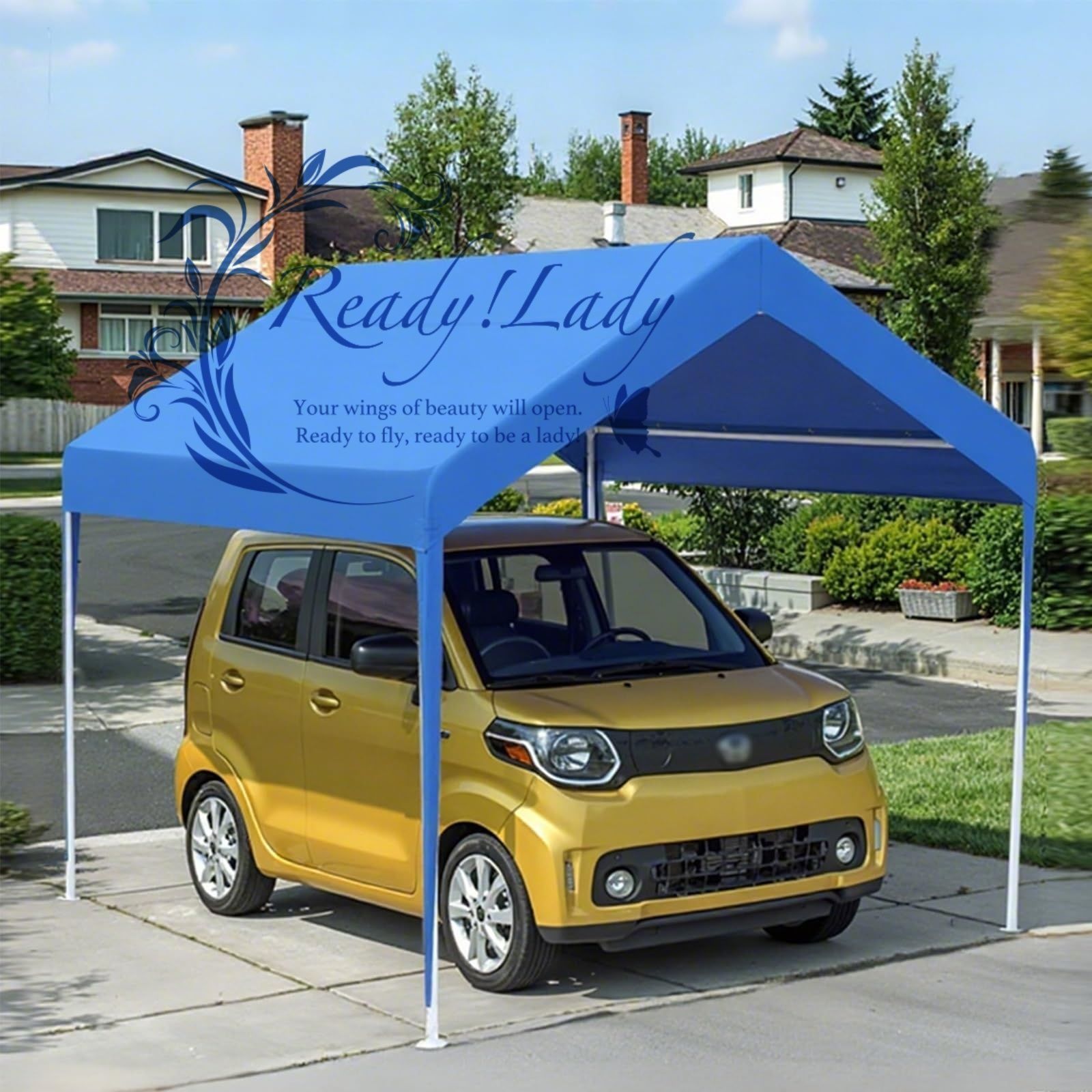 車庫テント ガレージテント 大型 幅2 3 m パイプ車庫 UPF 50 紫外線カット 防雨 鋼管PE素材 カーポート 軽自動車用 駐車 倉庫 収納 物置 スチール 頑丈 仮設倉庫 青 x 2