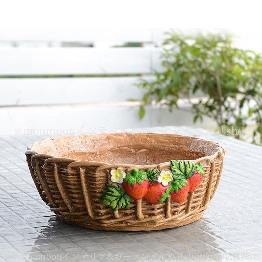 植木鉢 花 ブラウン プランター 雑貨 フルーツ 酸化マグネシウム 8-14 フラワーバスケット おしゃれ ガーデニング 庭の装飾 お洒落 インテリア ガーデン ガーデン雑貨 編みバスケット調 ガーデンインテリア