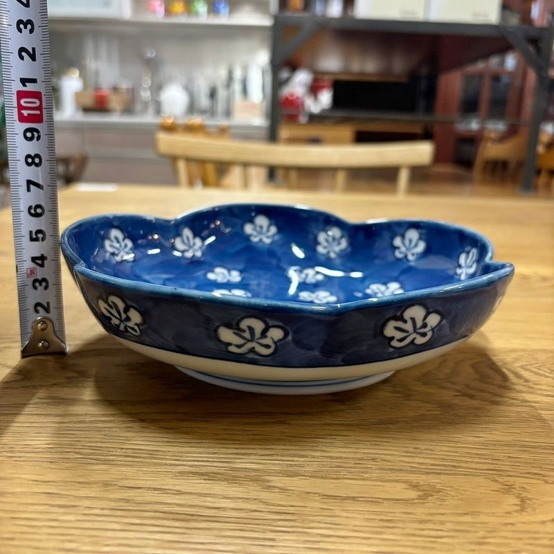 源右衛門窯 染付 古染風梅紋 長皿 5枚組 未使用品 源右衛門窯 染付 古染風梅紋 長皿 5枚組 未使用