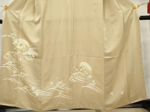 平和屋着物□訪問着 駒刺繍 立波花文 金彩 正絹 逸品 AAAY7446cs