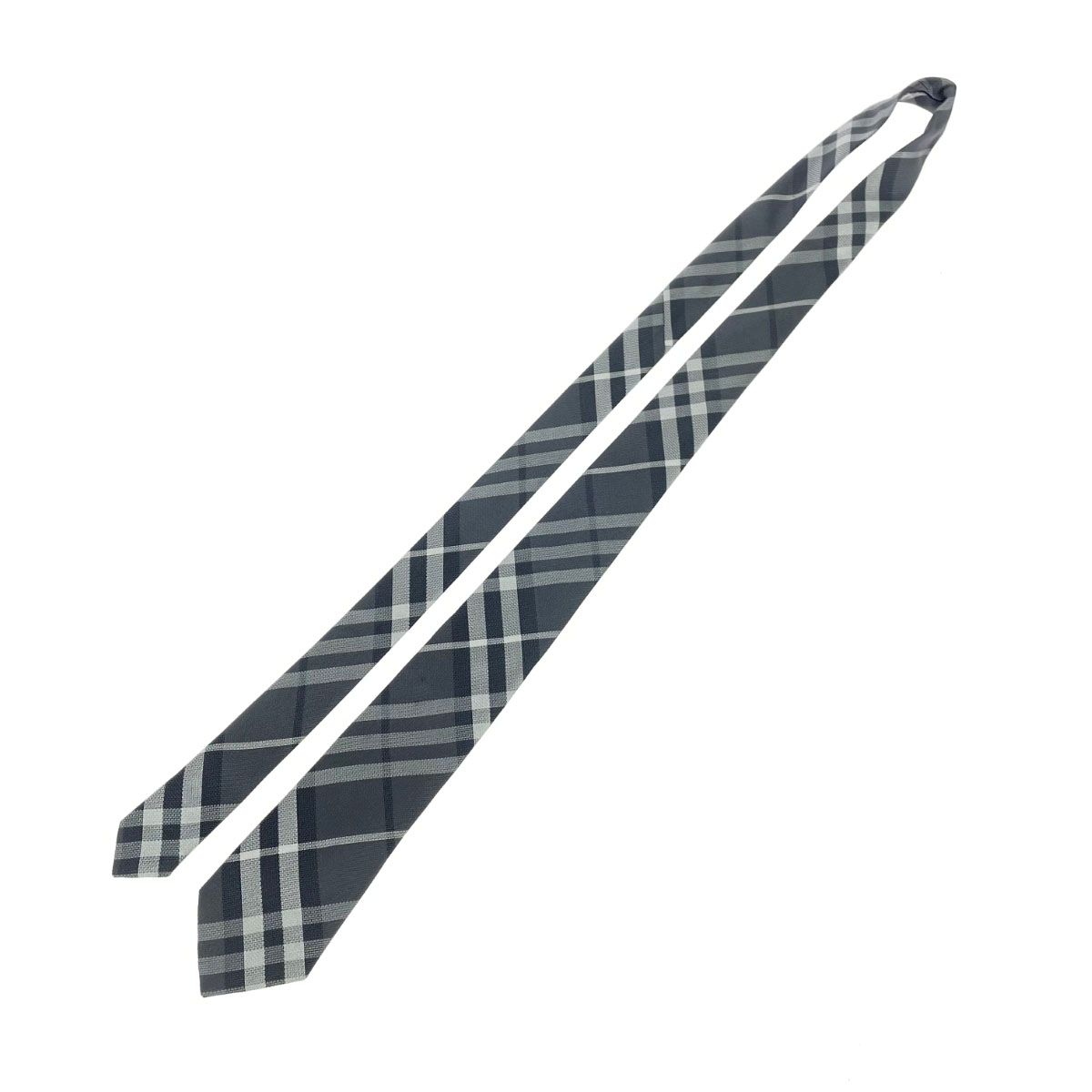 【イギリス製】バーバリーロンドン ネクタイ チャコールグレー ノバチェック 高級 美品】バーバリー ナロータイ チャコールグレー ノバチェック 高級