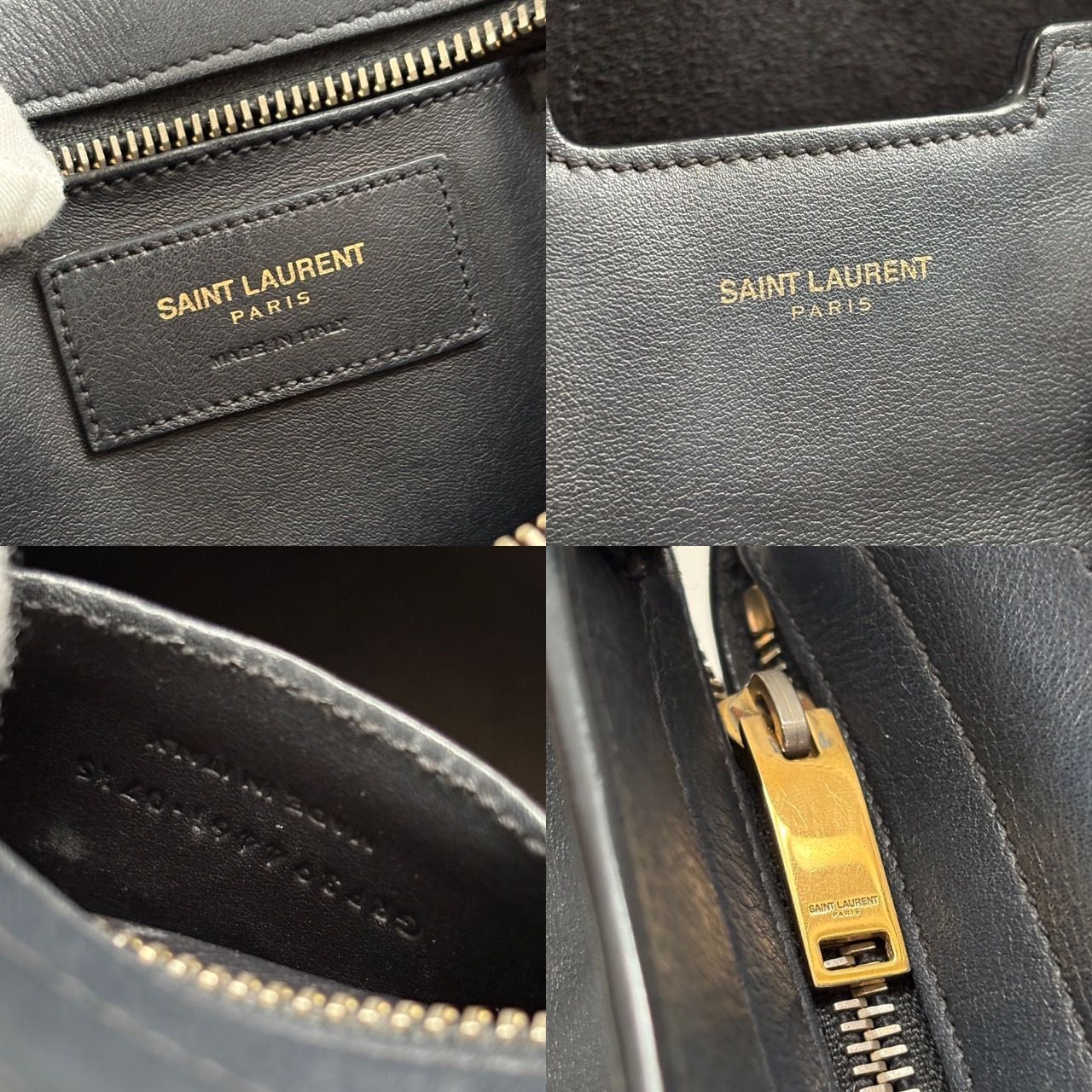 サンローラン ベイビーカバス 2WAY アイボリー 黒YSLロゴ 鑑定済 SAINT LAURENT サンローラン YSL ベイビー カバス 2way ショルダー