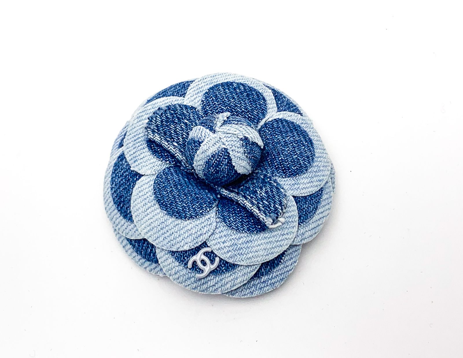 CHANEL シャネル デニム カメリア 花 17P コサージュ ブローチ