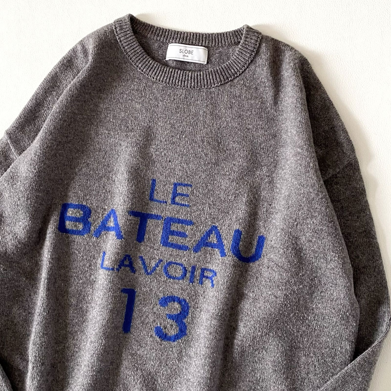 22AW♪LE BATEAUロゴニット グレー M フリーサイズ ウールニット