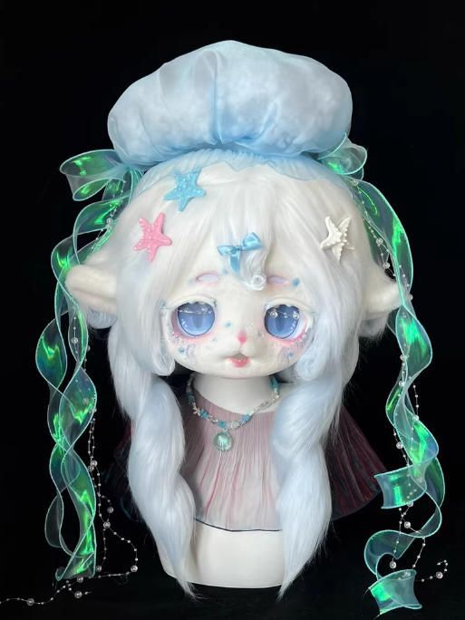 着ぐるみヘッド kigurumi NO.158 クラゲ 水色 ファースーツ 全頭ヘッド ケモノ マスク ぬいぐるみ コスプレ コスチューム 一点物