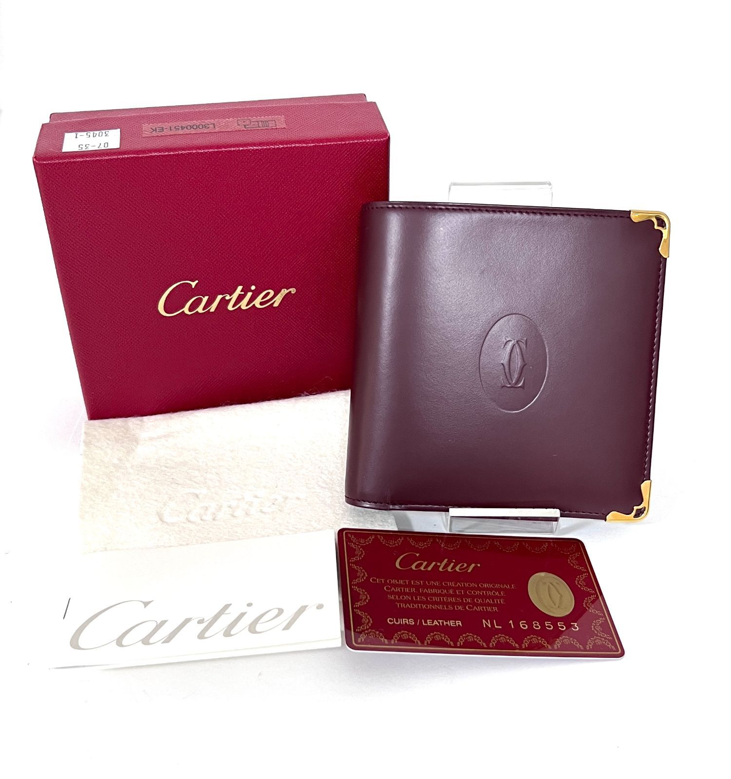 SD2657 ♥ Cartier カルティエ マストライン レザー ボルドー 二つ折り財布 コンパクトウォレット L3000451-EK