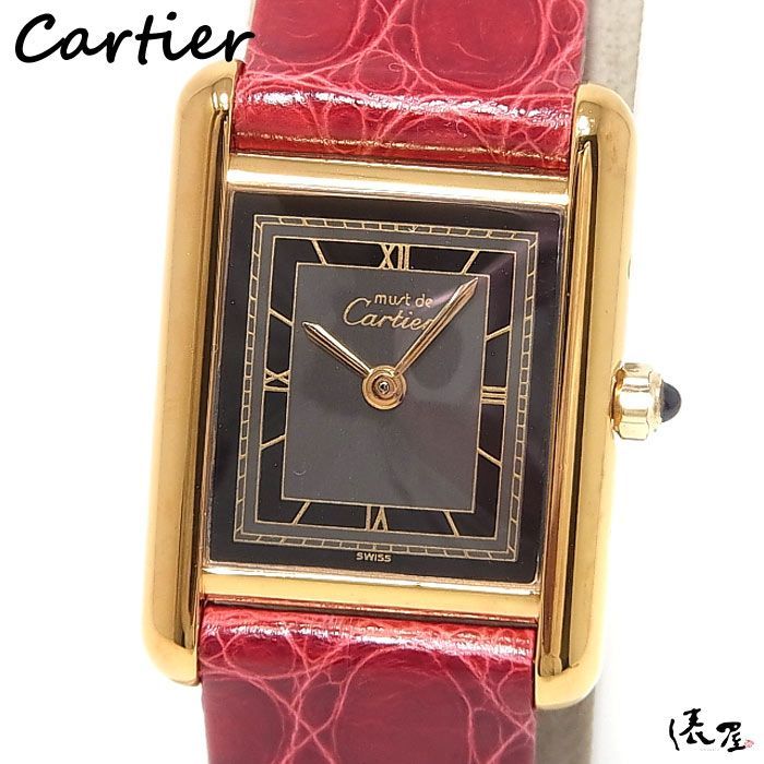 【OH済/仕上済】カルティエ マストタンク SM グレー文字盤 極美品 ヴィンテージ QZ レディース Cartier 時計 腕時計 中古【送料無料】