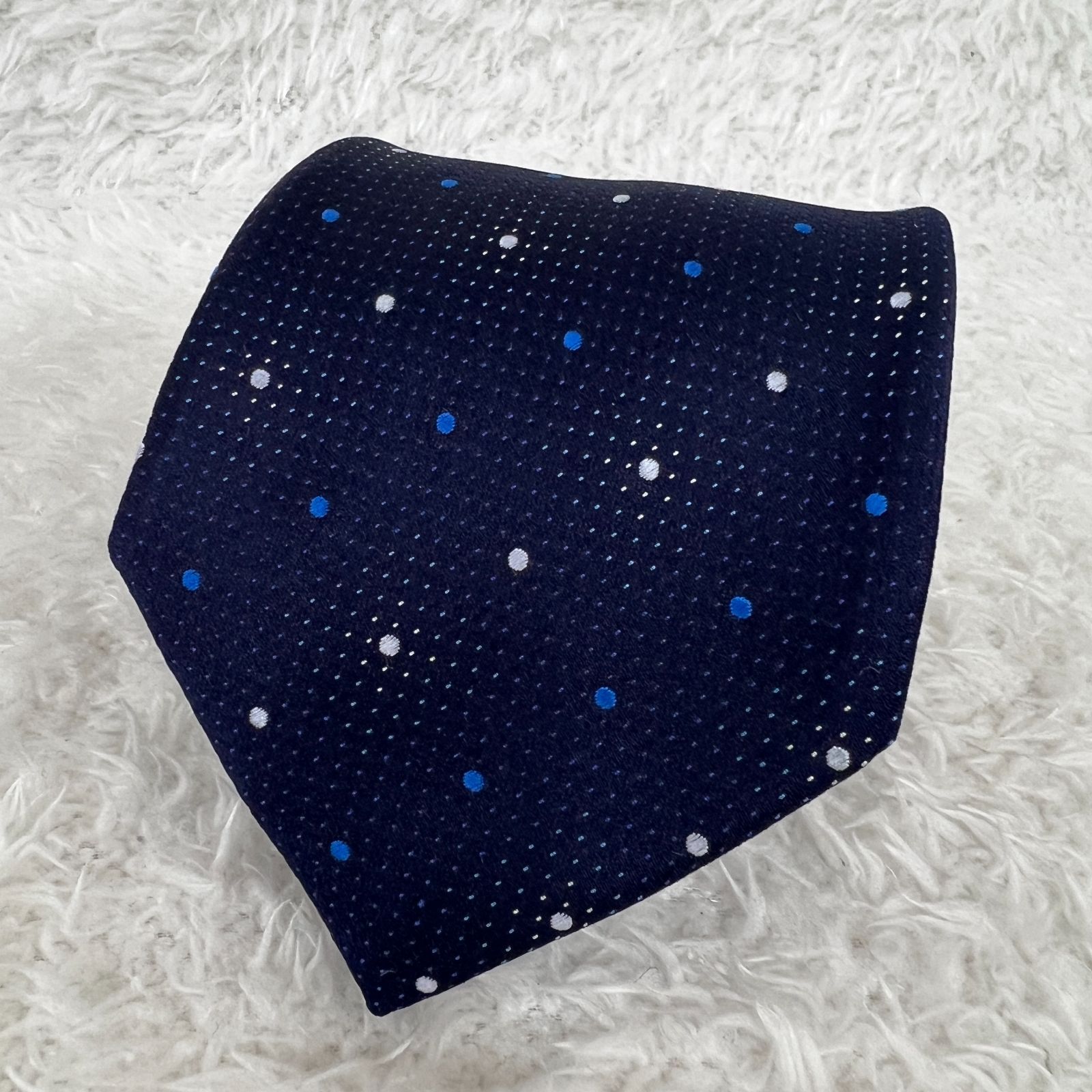【極美品】ポールスミス ネクタイ シルク ドット 濃紺 ネイビー 美品》Paul Smith (ポール・スミス) シルクネクタイ ネイビー