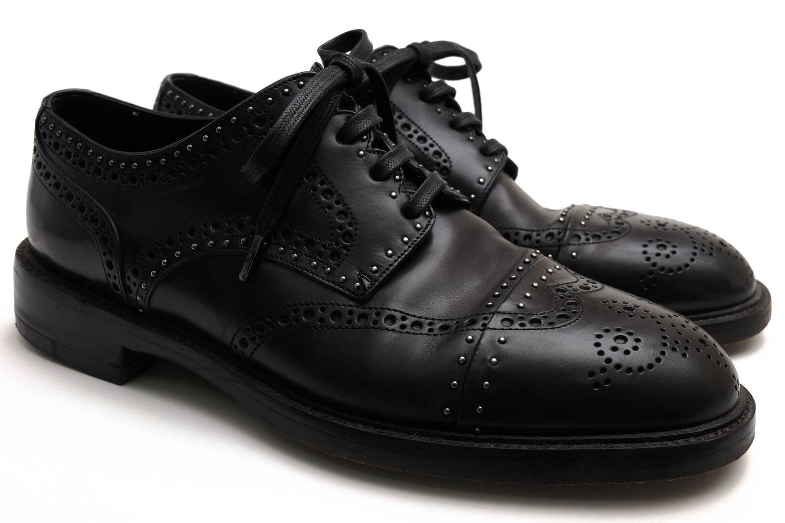 ドルガバ DOLCE&GABBANA シューズ ビジネスシューズ 靴 ビジネス メンズ 男性 男性用 レザー 革 本革 ブラック 黒 CA6914 Derby VITELLINO VEGETALE LUCID スタッズ ウイングチップ