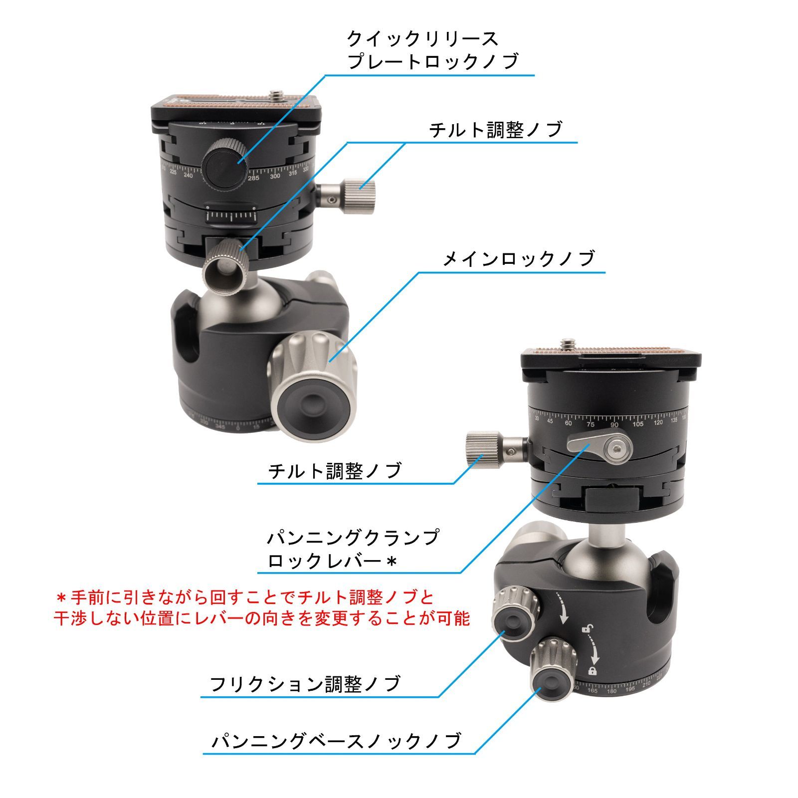 Leofoto LH-40GR ギア搭載 自由雲台（ G2 + LH-40 一体型タイプ）アルカスイス互換 3/8,1/4インチ対応 プレートNP-60付属  【並行輸入品】 - メルカリ