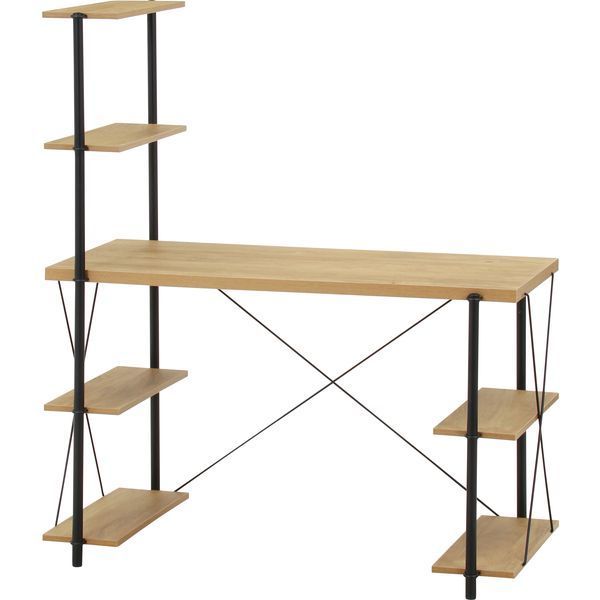 ワイヤーロック片袖デスク OAK NA オークナチュラル 組立品