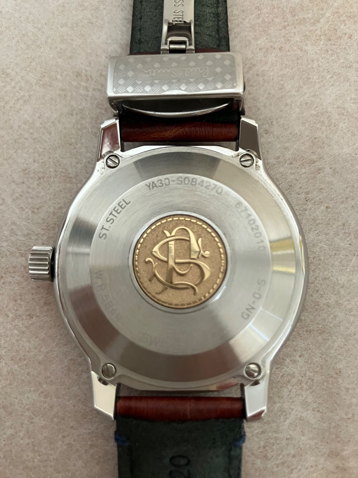 値下げ 稼働☆ポールスミス シャンパン文字盤 メンズ QZ 腕時計 革  