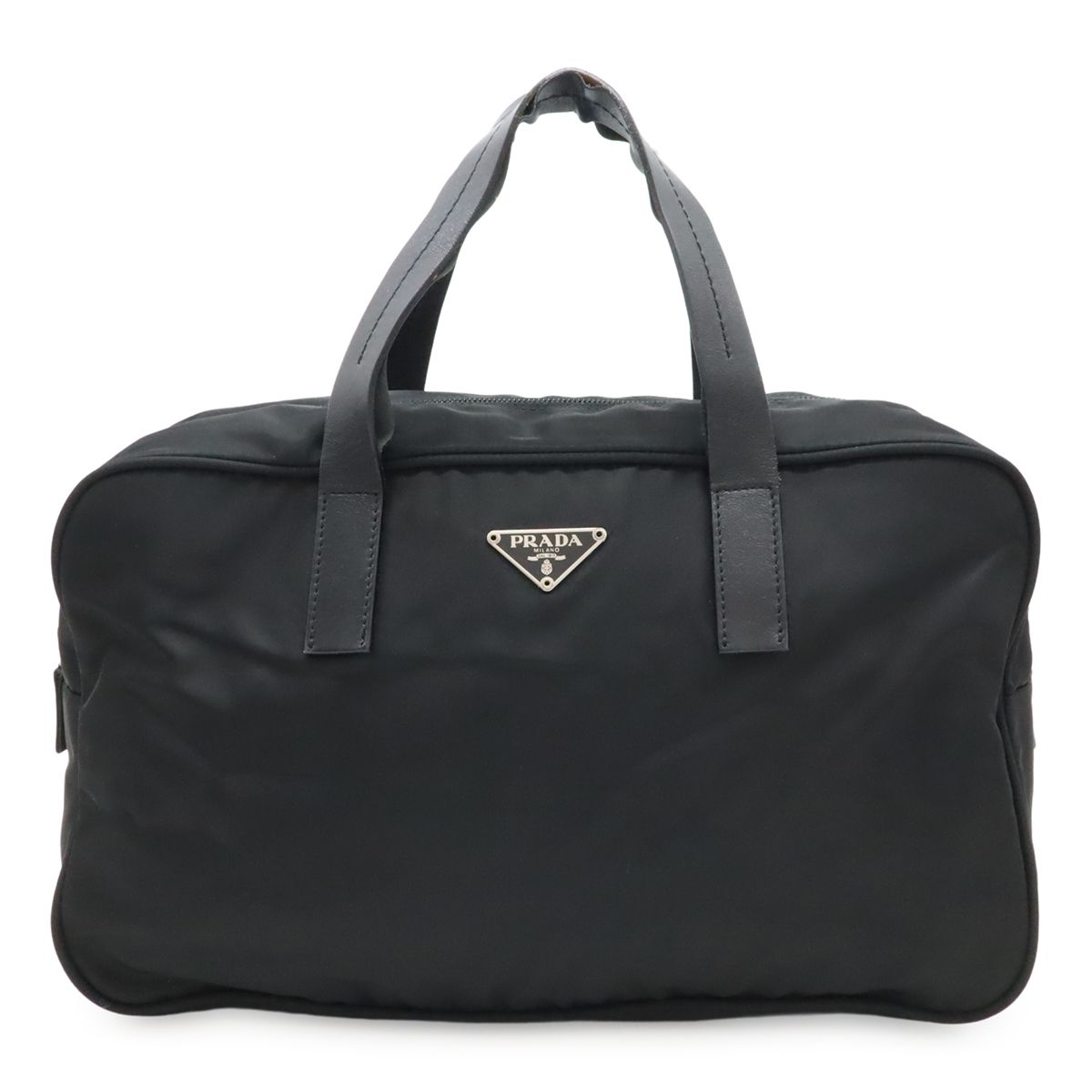 極美品✨ PRADA プラダ トライアングル ミニボストンバッグ ナイロン 黒 PRADA プラダ トライアングルロゴ ハンドバッグ ミニボストン