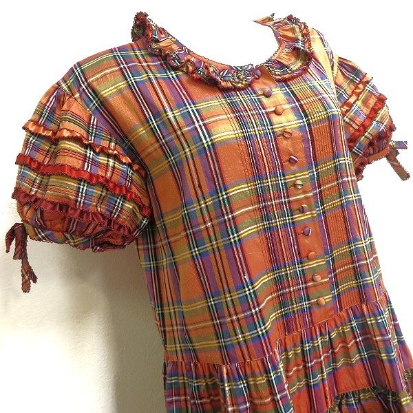 KANeko ISAO 半袖シャツワンピース オレンジ系チェック KANeko ISAO 半袖シャツワンピース オレンジ系チェック su ワンダフル