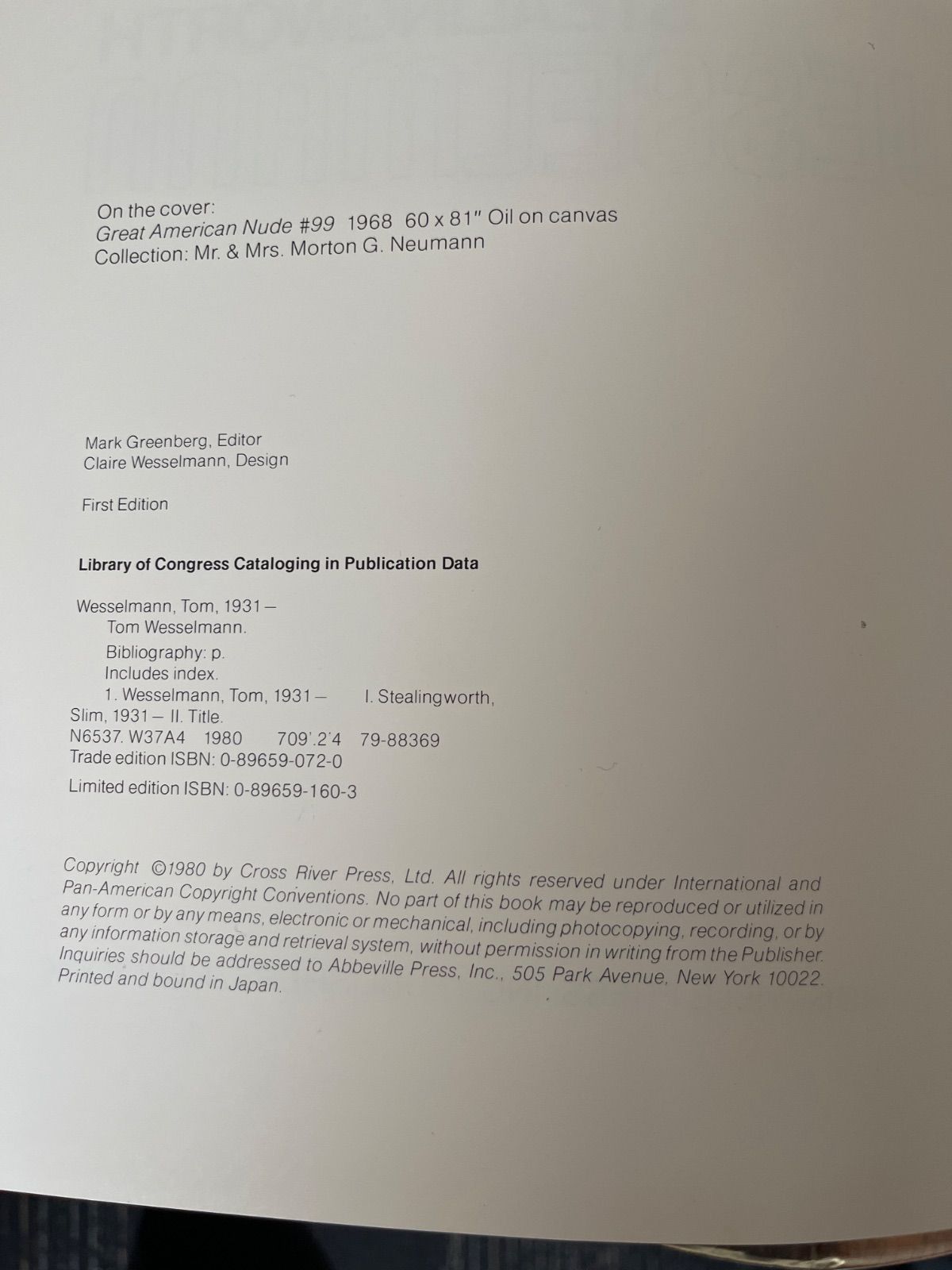 Wesselmann：トム・ウェッセルマン作品集 トム・ウェッセルマン