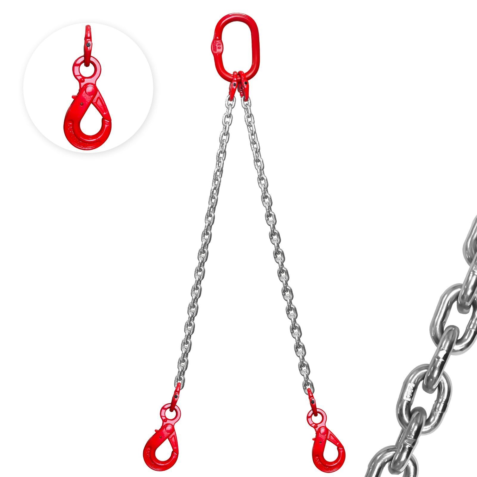 Color ホワイト Dragnwin スリングチェーン 2 t 1 5 m チェーンスリング 2本吊り 2000 kg 2トン チェーンフック 吊り具 2点吊りチェーン スリングフックタイプ チェーンフッカー フック付きチェーン