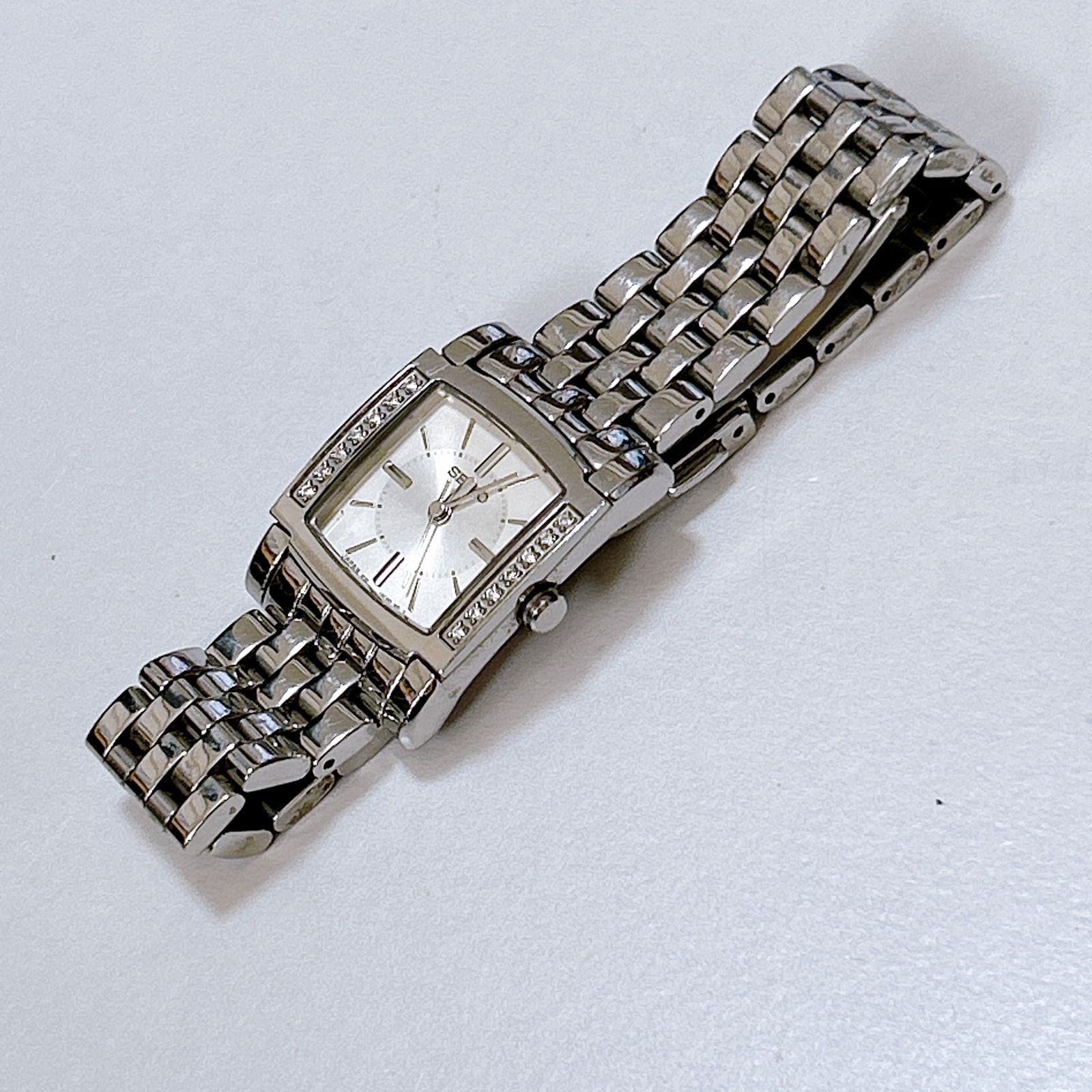 SEIKO EXCELINE エクセリーヌ 2P ダイヤ ソーラー 腕時計 JA-2812| セイコー エクセリーヌ 1421-5450 10K/SS スクエア