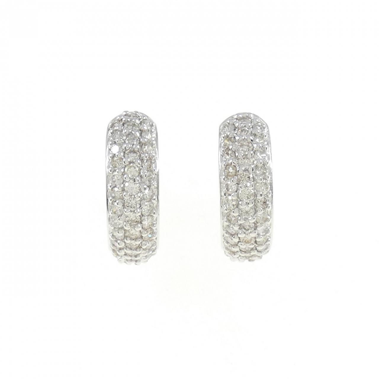 K18WG パヴェ ダイヤモンド ピアス 1.0CT