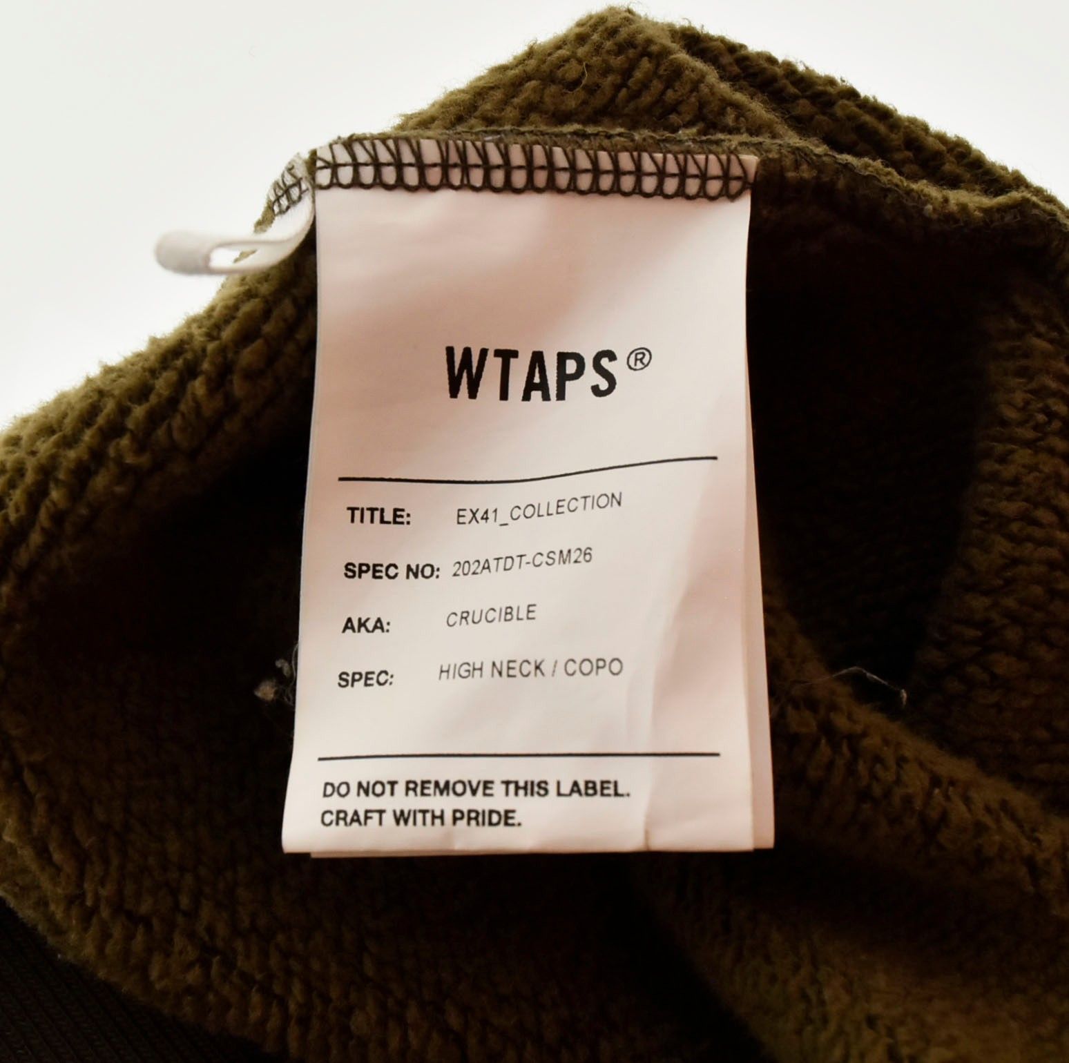 ダブルタップス WTAPS 20AW ハーフジップ スウェット クルーシブル 