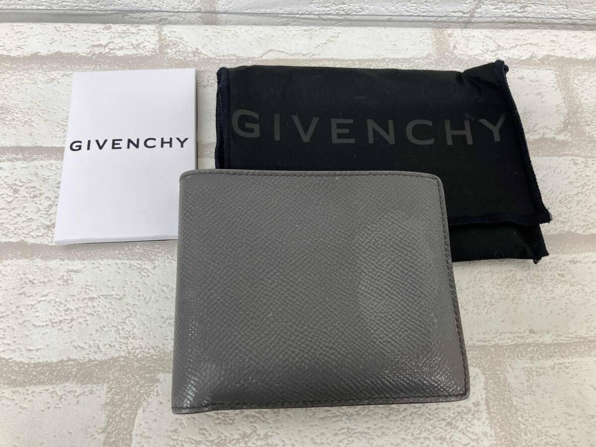 GIVENCHY ジバンシィ 二つ折り財布 小銭入れあり グレー レザー メンズ 状態要