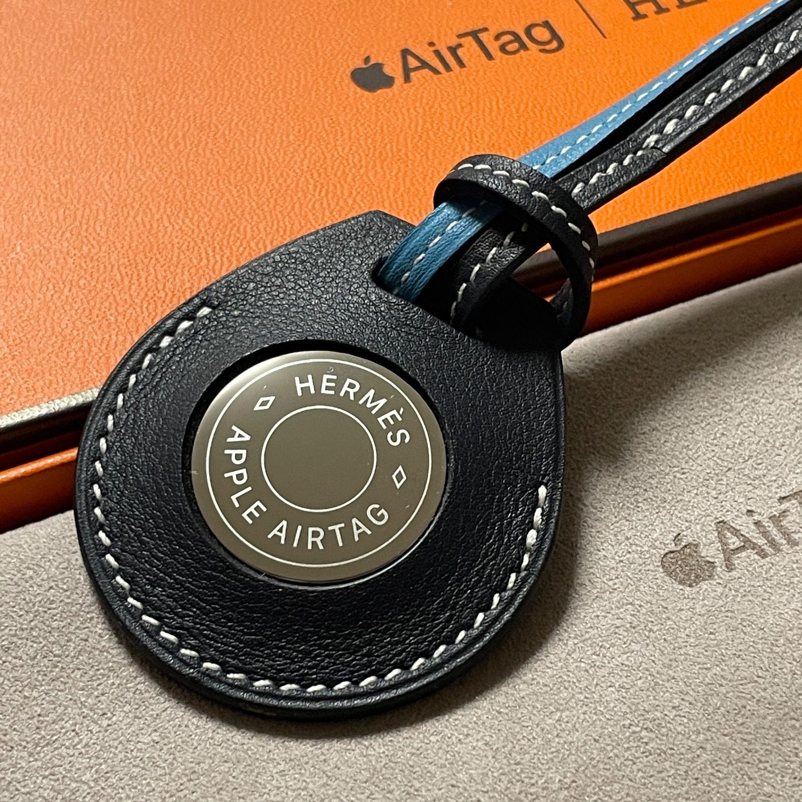 Apple AirTag × HERMES 完売品 ブルーインディゴ エルメス-