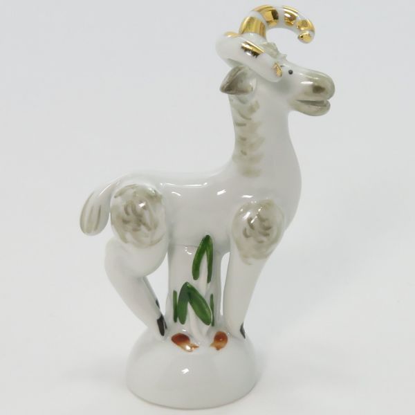 マイセン 置物ヒツジ グレー フィギュリン 7.5cm 干支シリーズ 未 羊 ペーター シュトラング 手びねり Meissen 美品