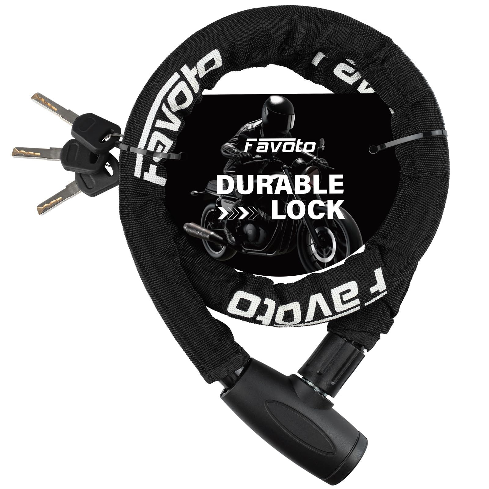 数量限定】ワイヤーロック チェーンロック 極太 3層構造 頑丈 バイクロック バイク 鍵3本セット φ(直径)22mm×1200ｍｍ 盗難防止  ブラック Favoto - メルカリ