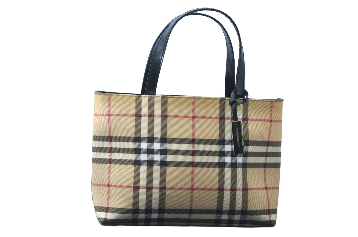 BURBERRY バーバリー ヴィンテージ ノバチェック柄 ハンドバッグ 財布 ピーブイシー レザー ベージュ 6108M