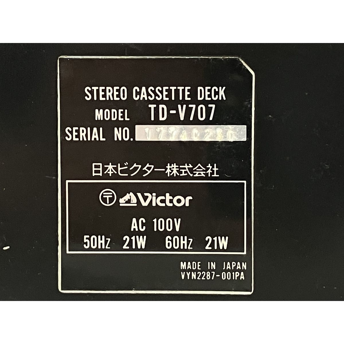 ビクター　ステレオカセットデッキ　TD-V707 J】Victor TD-V707 カセットデッキ ビクター 3166452 Cassette Deck TD