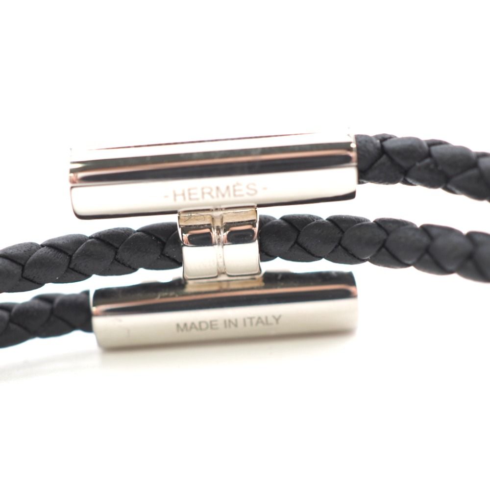 HERMES/エルメス トゥルニトレッセ レザー ブレスレット ブラック