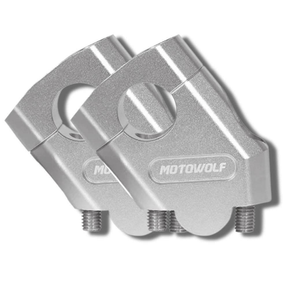 【特価】one+lifestyle バイク 22mm ハンドルバー用 バックスペーサー キット 2個 セット CNC アルミ ハンドル クランプ 銀 シルバー (シルバー)