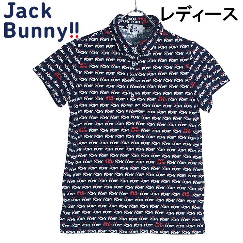 JACK BUNNY ジャックバニー 半袖ポロシャツ 総柄 ネイビー