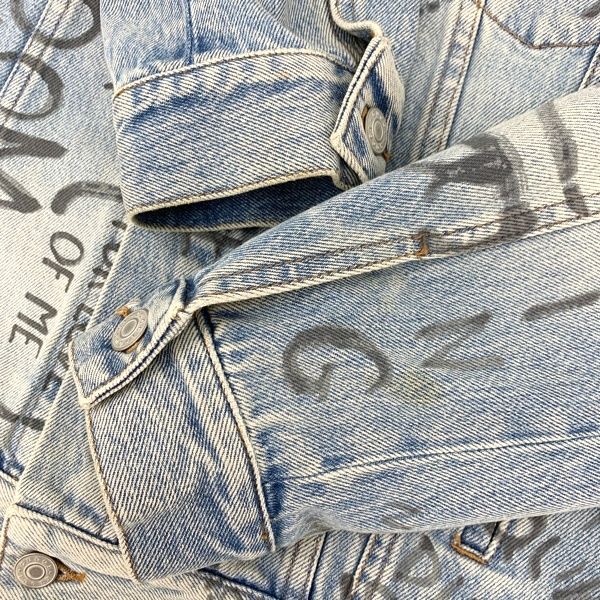 GUCCI 英字 総柄 ペイント デニムジャケット 452413 ジージャン 