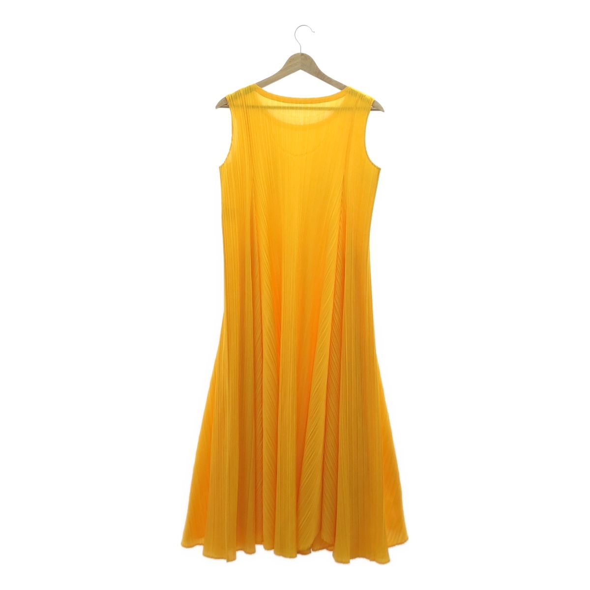 プリーズプリーツ イッセイミヤケ プリーツ ノースリーブ ワンピース 金 3 PLEATS PLEASE プリーツプリーズ 変形ワンピース 美品 サイズ:3
