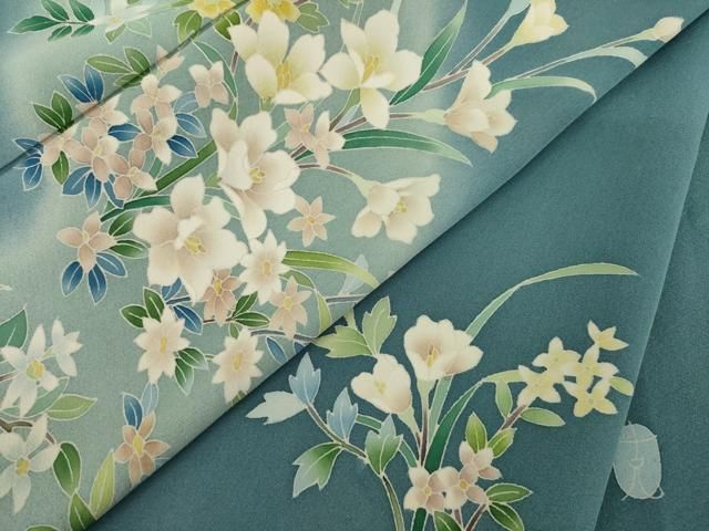 平和屋着物○本加賀友禅作家 南克治 訪問着 草花文 正絹 逸品