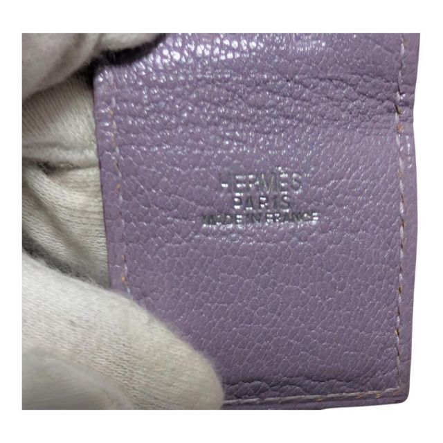 エルメス シェーブル マグネット式 マネークリップ レザー パープル
