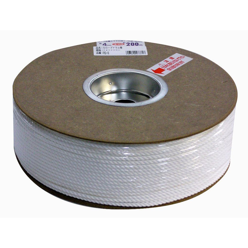 4mm×200m_ポリエステル ユタカメイク(Yutaka Make) ポリエステルロープ(3ツ打)ドラム巻 4mm×200m RS-8