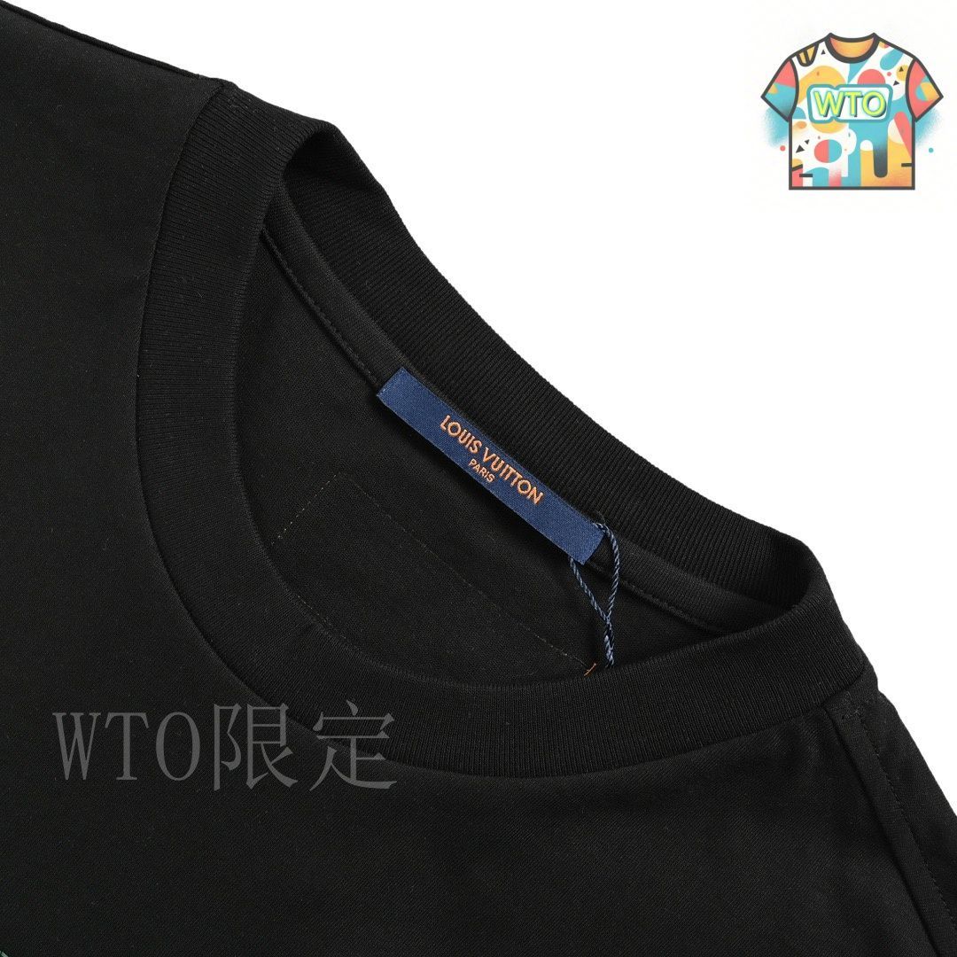 今日特価】Louis Vuitton 24ss 三つ花文字刺繍 T シャツ-3